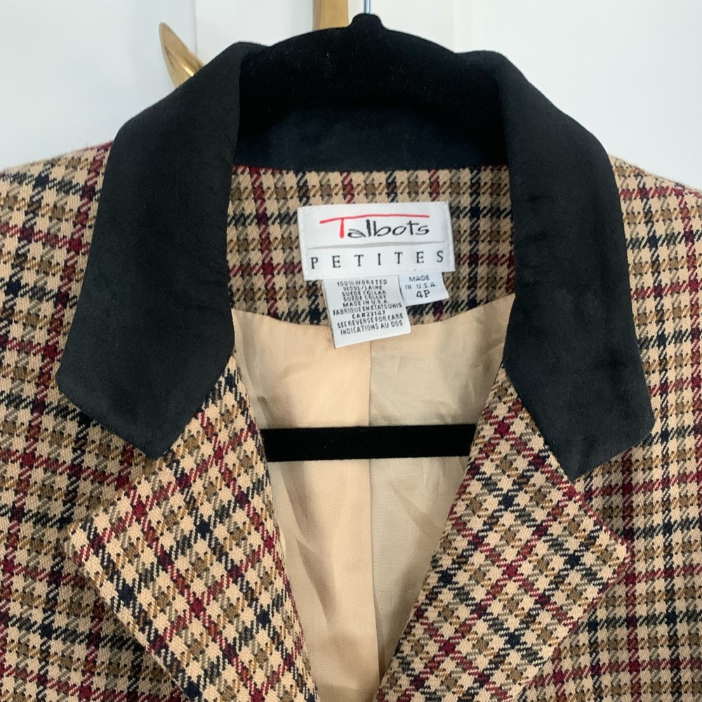 Talbots Petites Oversized Vintage Wool Houndstooth Blazer Size 4P Made in USA - Picture 12 of 12